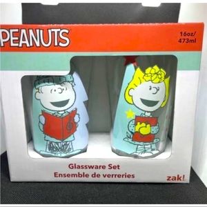 Peanuts Snoopy Charlie Brown Glassware Set by Zak 16oz New!